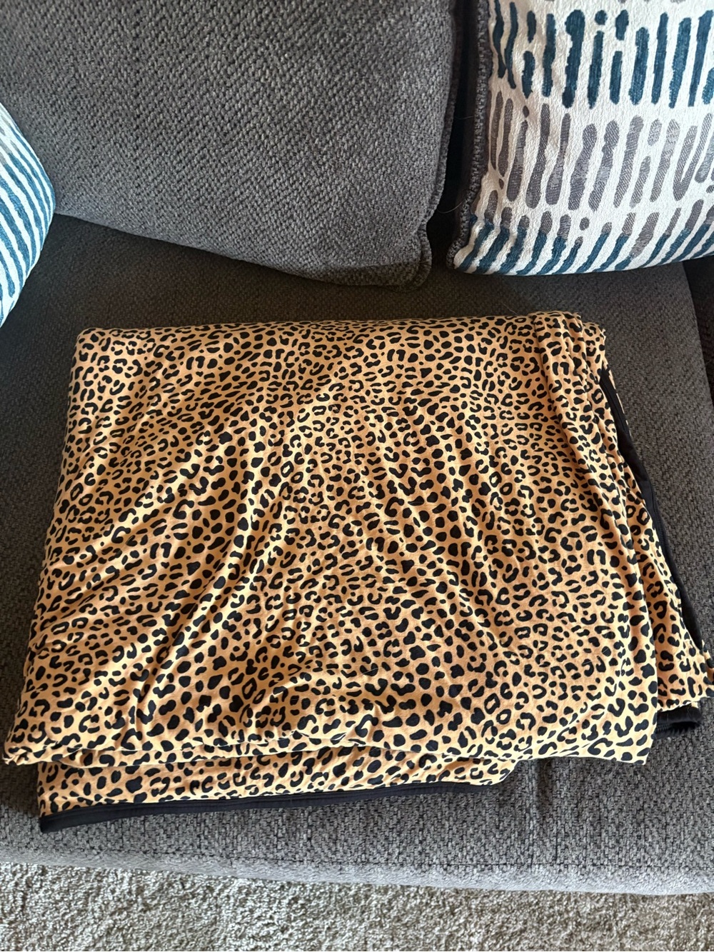 Little Sleepies Leopard Print Throw Blanket in Tan and Black oversized